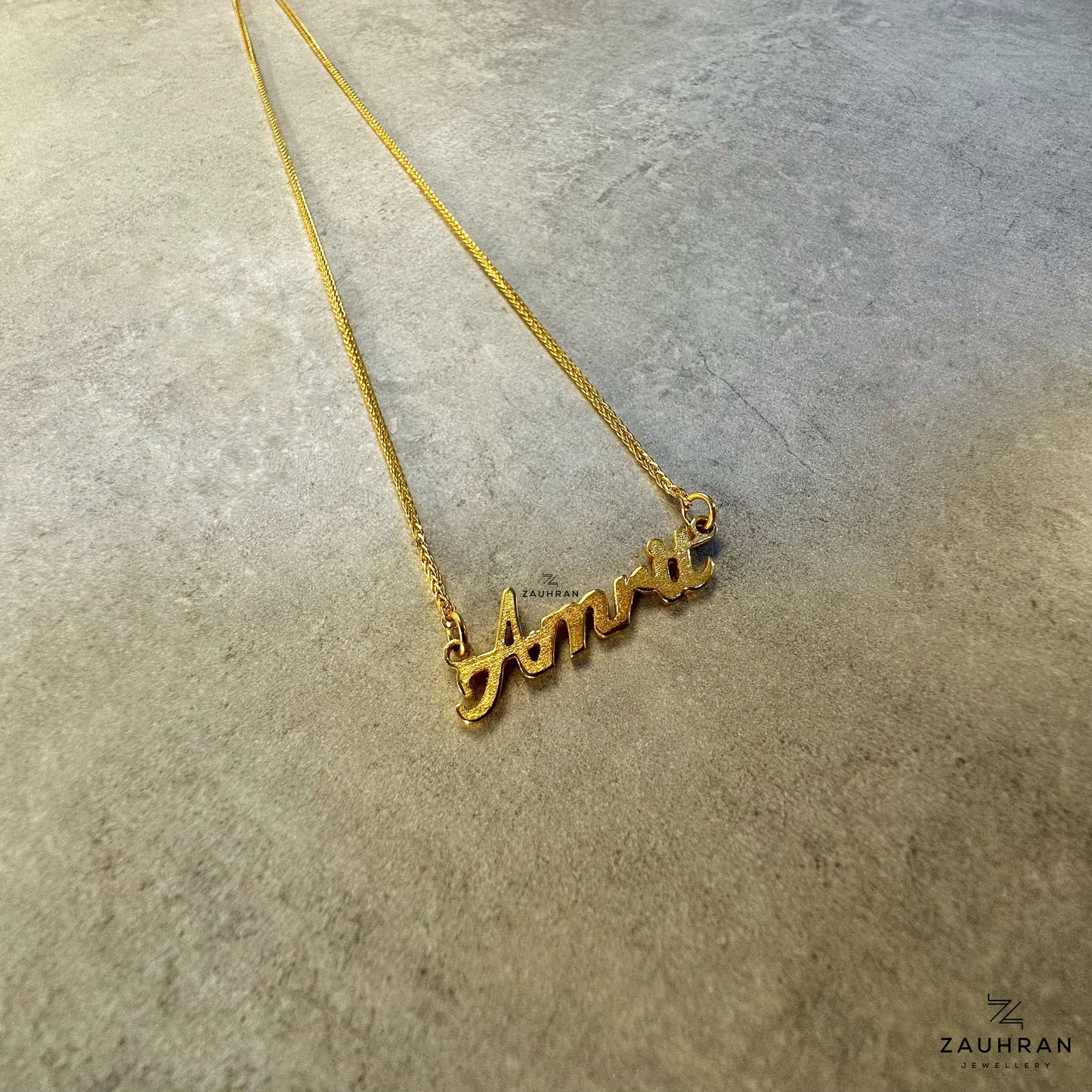 Custom Name Necklace, 22K Solid Gold Name Necklace, Personalized Name Necklace in a MATTE FINISH (Medium 7g)