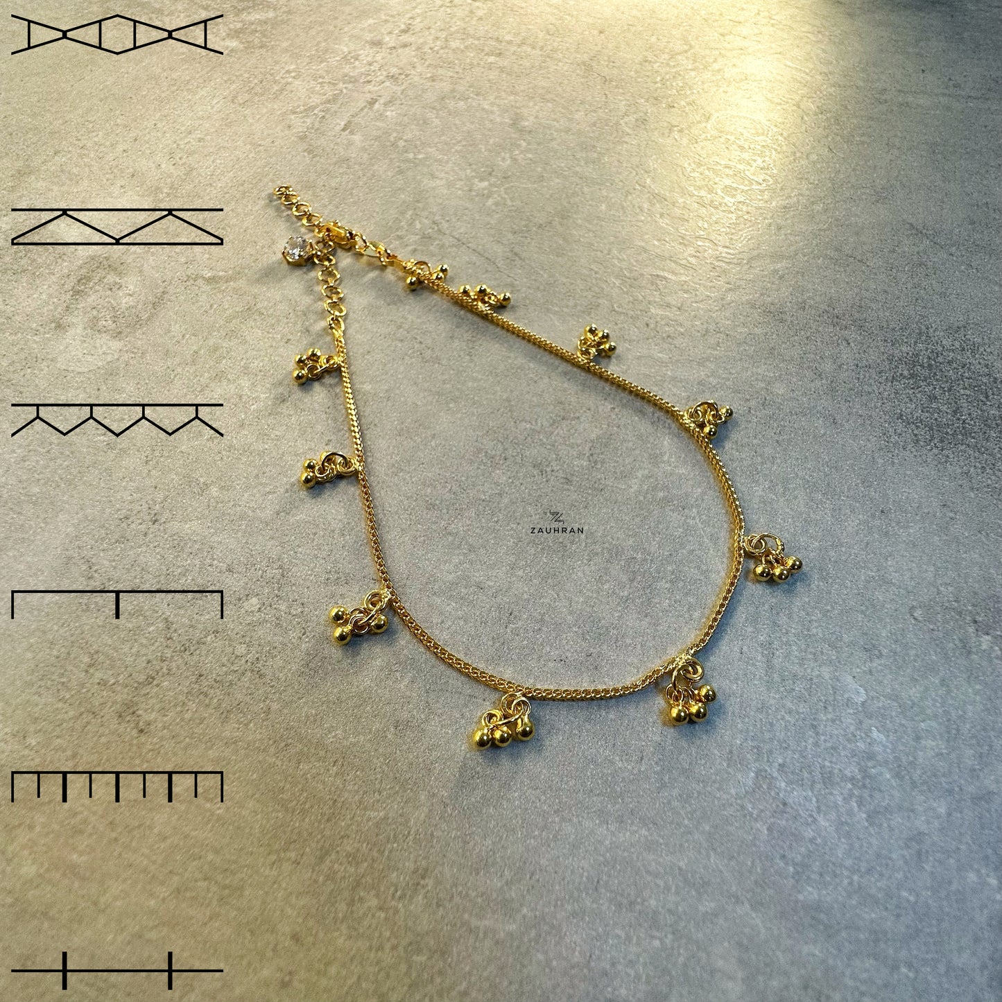 Anklet handmade in 22K carat solid gold